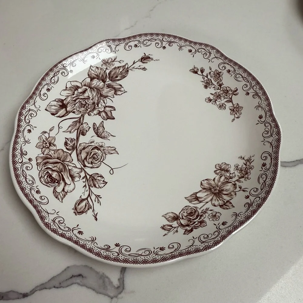 Elegant Floral Dinnerware Set of 3 pieces Pioneer Woman Agatha Brown